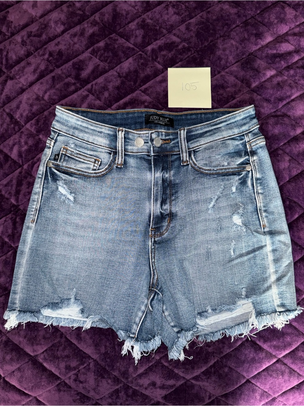 Judy Blue Light Wash Distressed Denim Shorts